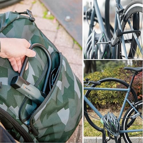 Bike U Lock with Cable - Via Velo Heavy Duty Bicycle U-Lock,14mm Shackle and 10mm x1.8m Cable with Mounting Bracket for Road, Mountain, Electric & Folding Bike