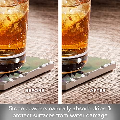 Thirstystone Hummingbirds 4 Pack Tumbled Tile Stone Coasters | 4" Square, Protective Cork Backing, Manufactured in the USA, Absorbent