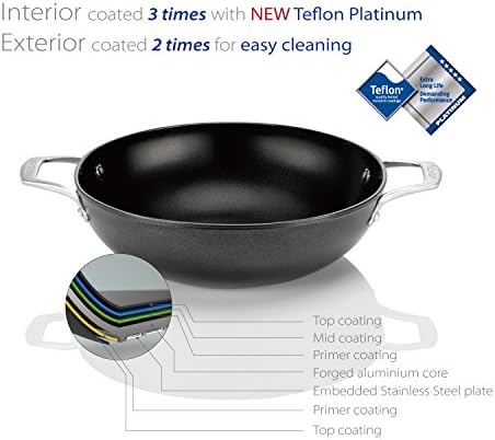 TECHEF - Onyx Collection, 12-Inch Nonstick Flat Bottom Wok/Stir-Fry Pan - PFOA Free, Dishwasher and Oven Safe, Made in Korea