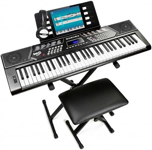RockJam RJ561 61 Key Keyboard Piano Kit with Stand, Stool & Headphones