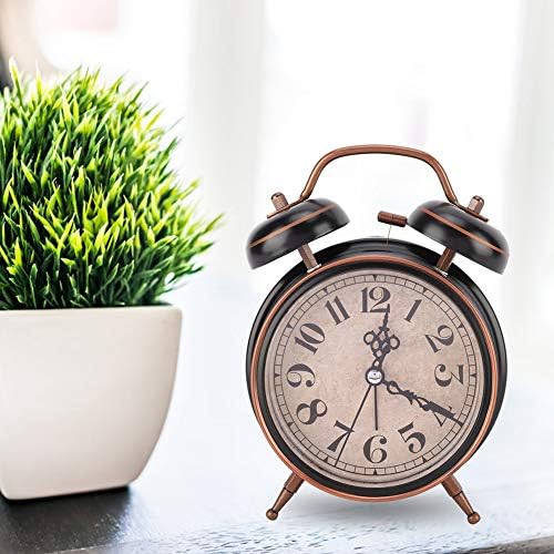 Boquite Old Fashioned Alarm Clock, Retro Mechanical Alarm Clock with Night Light (Black)
