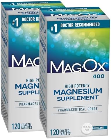Mag-Ox Magnesium Supplement, Pharmaceutical Grade Magnesium Oxide 483mg, Most Concentrated Form of Magnesium, 120 Tablets