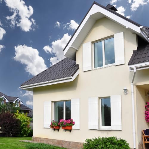 【4 pcs】Thickened Wall Vinyl Shutters, 14 1/2" x 58", White Exterior Window Shutters, 5-Minute Installation, 10+ Years Lifespan, Vertical Embossed Lines