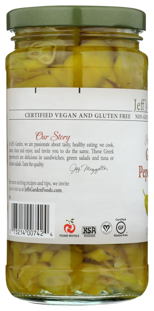 Jeffs Naturals, Golden Green Sliced Peperoncini, 12 Ounce