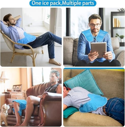 Reusable Ice Pack for Neck and Shoulders Upper Back Discomfort, Large Neck Ice Pack Wrap with Soft Plush Lining