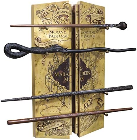 The Noble Collection Harry Potter Marauders Wand Set with Display Stand - 31.5in (43cm) 4 Wizard Wands with Marauders Map Display Stand - Officially