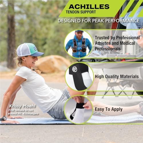 Pro-Tec Athletics Achilles Tendon Support, Tendinitis Relief, Compression Pad, Stabilization, Adjustable Strap & Heel Lift