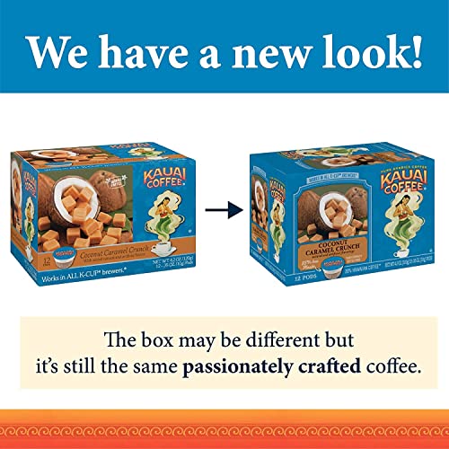 Kauai Coffee | Coconut Caramel Crunch Flavor | Arabica Coffee | 12 PODS