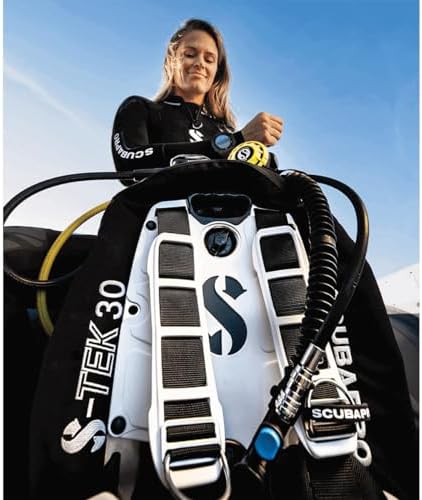SCUBAPRO S-Tek Pro System for Technical Scuba Diving, Harness with Back Plate in Stainless Steel, Donut Wing 40 lbs/18kg, Includes Black Color Kit