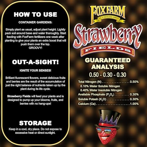 FoxFarm Strawberry Fields Fruiting & Flowering Potting Soil, 1.5cu ft - Designed to Pump Up Your Blooms, Fruits, and Berries - Made for the Fruiting and Flowering Stages of Plants