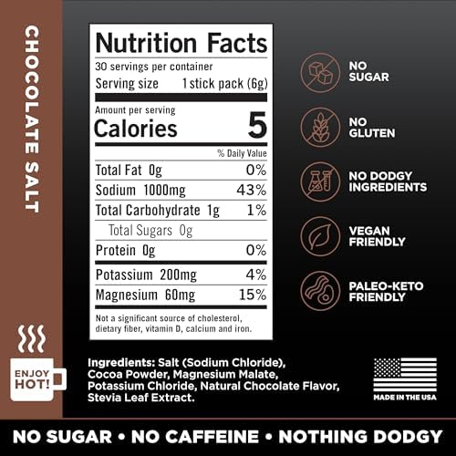 LMNT Zero Sugar Electrolytes - Chocolate Salt | Drink Mix | 30-Count