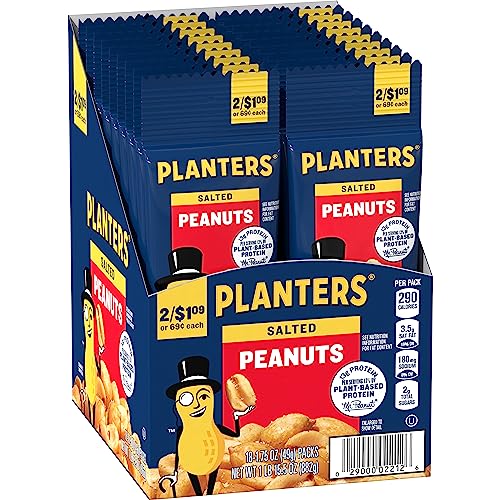 PLANTERS Salted Peanuts, Plant Based Protein Snacks, 1 Oz (48 Ct) | Roasted Salted Nuts Snack Packs. Kosher. Bag. Snacks for Adults. Individual Snacks
