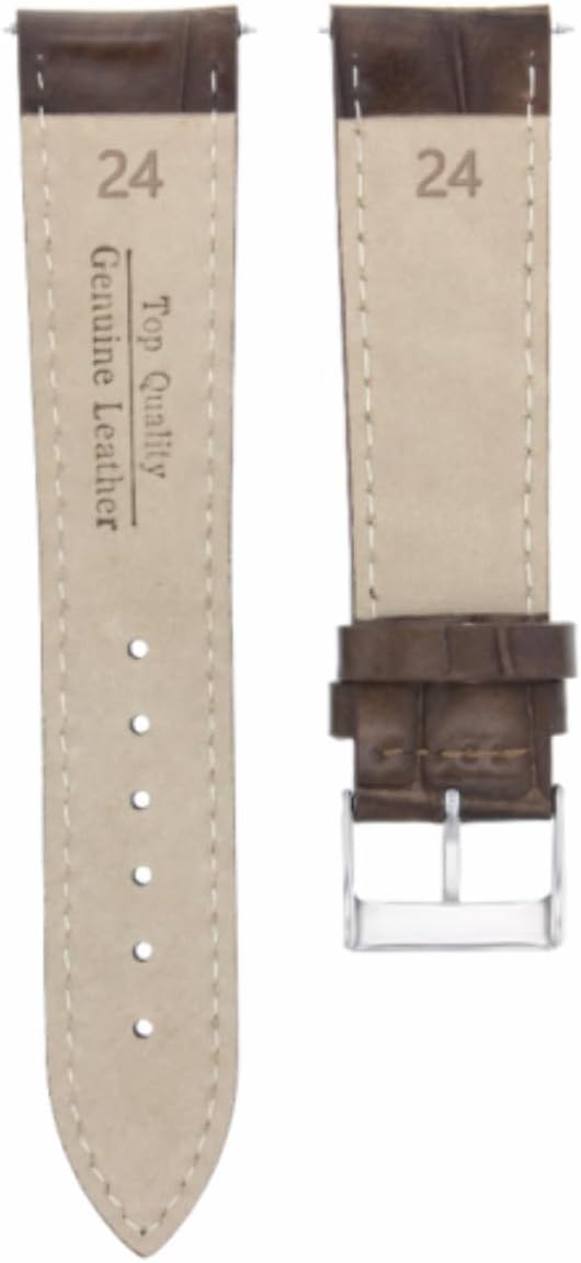 Ewatchparts 24mm Italian Leather Watch Band Strap Compatible With Invicta Russian 18213 Dark Brown