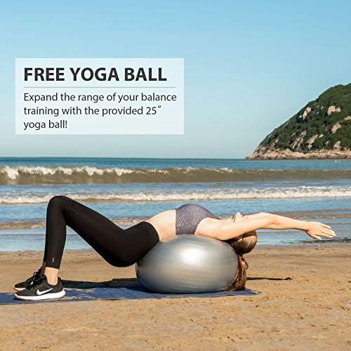 ZELUS 25in. Balance Ball | 660lb Inflatable Half Exercise Ball Wobble Board Balance Trainer w Nonslip Base | Half Yoga Ball Strength Training