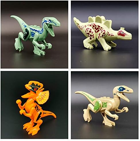 Toysvill Compatible Dinosaurs Mini Figures for Jurassic World Building Blocks Toys (Set of 20 Pieces) with Moving Parts. T Rex, Dragon Sword