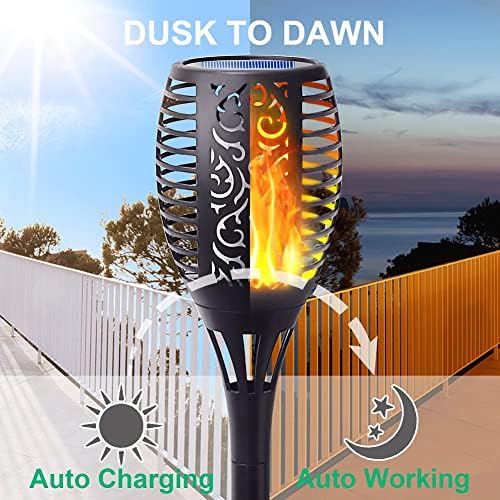 Flickering Flame Solar Torch Lights Outdoor, 3in1 Solar Lantern