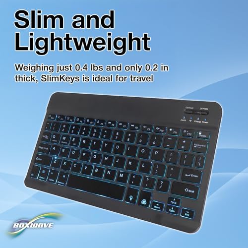 BoxWave Keyboard Compatible with Motorola Bravo MB520 - SlimKeys Bluetooth Keyboard - with Backlight, Portable Slim LED 7 Colors - Jet Black