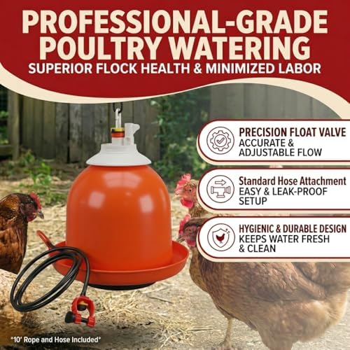 Bell-Matic Automatic Poultry Waterer – Gravity Feed Drinker | Automatic Gravity Flow System, Heavy-Duty Construction, Consistent Water Supply