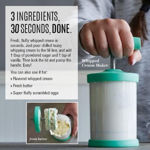 Pampered Chef Whipped Cream Maker - Handheld DIY Whipping Cream Dispenser | Non-Slip Silicone Grip Whipper Maker - #1461
