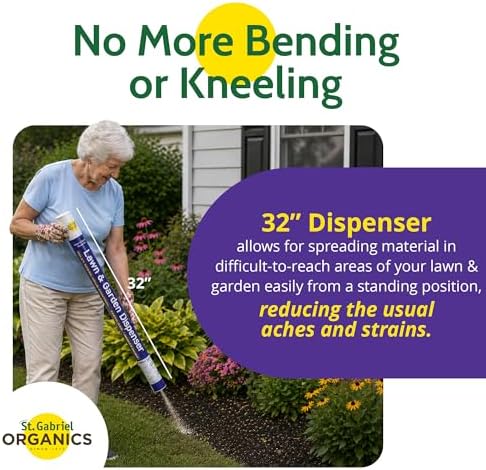 St. Gabriel Organics Lawn & Garden Dispenser, 32" (12 Pack) | Adjustable and Reusable 3-Setting Tube Dispenser, for Applying Powdered Milky Spore and Other Fine Granules and Powders