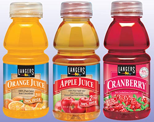 Langers Juice Variety Pack 100% Juice Cocktail, Apple, Orange & Cranberry, 10 Fl Oz (Pack of 12)
