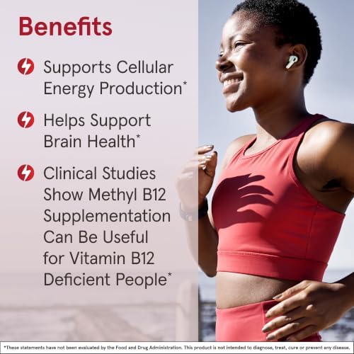 Jarrow Formulas Methyl Vitamin B12 5000 mcg - 60 Chewable Tablets, Naturally Fruit Flavored- Bioactive B12 Vitamin - Supports Cellular Energy Production, Brain Health & Metabolism - 60 Servings | Fruit Flavored, Bioactive B12 Vitamin, Supports Cellular E…