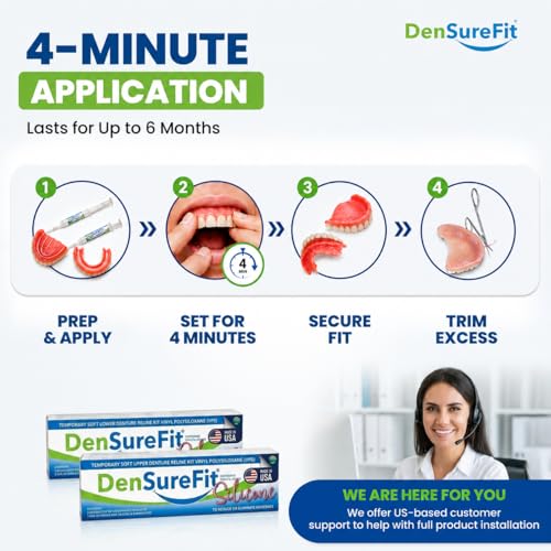 DenSureFit Upper Denture Reline Kit, Soft Silicone Liner
