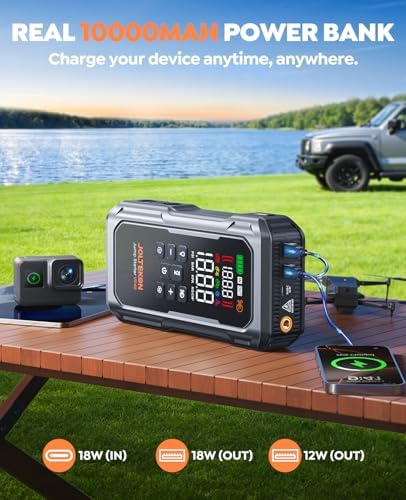 6000A 160PSI 9-in-1 Car Battery Jump Starter with Air Compressor & Air Blower (All Gas 12L Diesel)