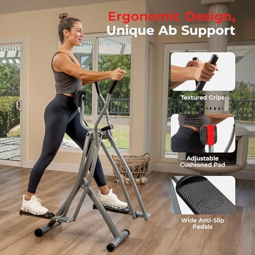 Sunny Health & Fitness Smart Air Walk Elliptical Glider Sprinter Trainer | 30" Stride, Low-Impact, Quiet Operation, Foldable and Compact Design, Digital Monitor, SunnyFit App Connectivity