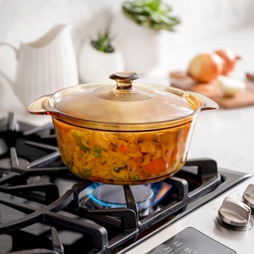 Visions Pyroceram Glass Flair 6Pc Casserole and Cookpot Pot Set, Brown