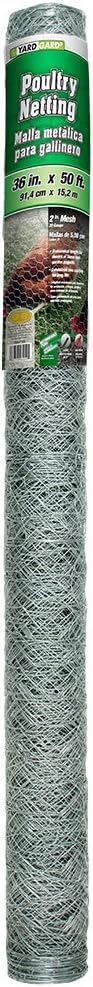 YARDGARD 2 Inch Poultry Netting, Chicken Wire Fence, 20 Gauge Galvanized Steel, Rabbit Fencing, Bird Enclosures, Garden Protection and Plant Support, 48 Inches x 150 Feet