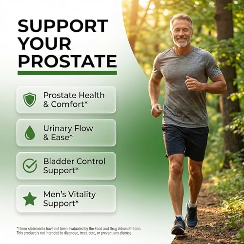AndroFlow Saw Palmetto and Pumpkin Seed Oil Prostate Health Supplements for Men Pygeum Beta Sitosterol Lycopene Boron Zinc Selenium DIM Stinging