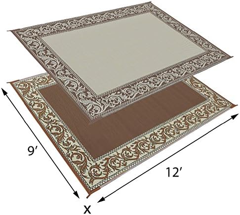 Stylish Camping RA7 9-Feet x 12-Feet Classical Reversible RV Patio Mat