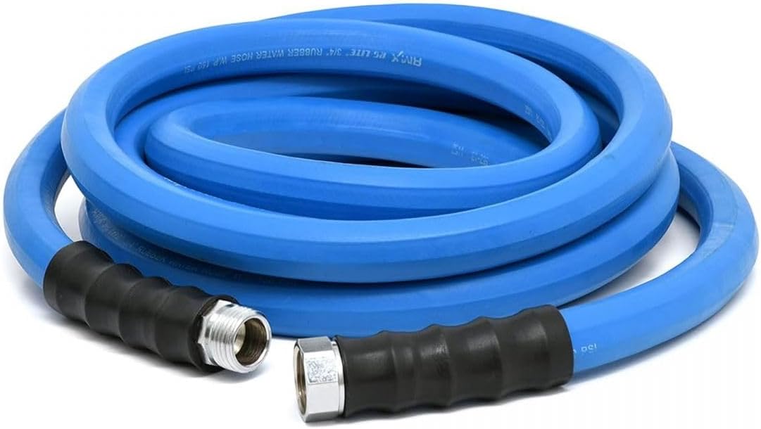 AG-LITE BSAL5825 5/8" x 25' Hot/Cold Water Rubber Garden Hose, 100% Rubber, Ultra-Light, Super Strong, 500 PSI, 50F to 190F Degrees, High Strength Polyester Braided