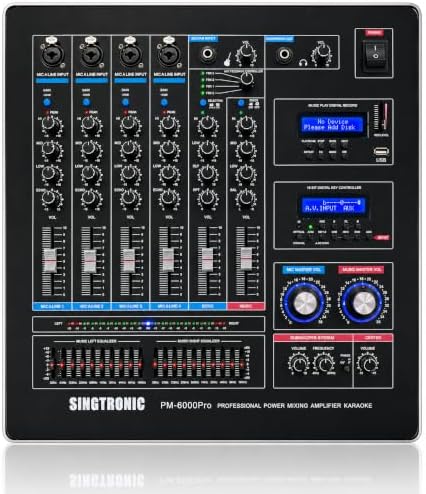 Singtronic PM-6000Pro Professional KJ/DJ 6000W Digital Console Mixing Board Karaoke Ampliffier Built in HDMI-Arc, Optical, Bluetooth, Aux