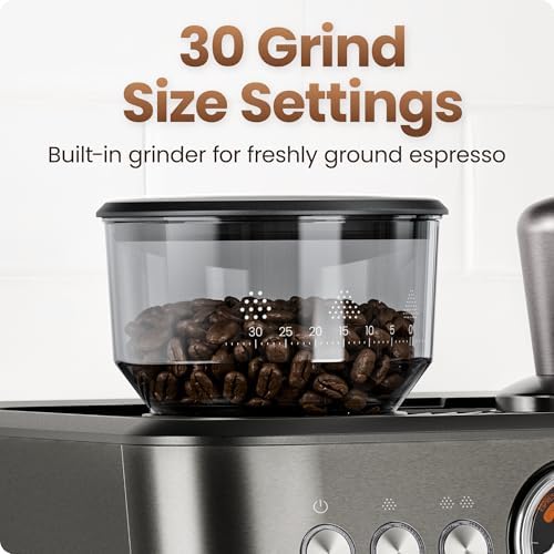Chefman 6-in-1 Espresso Machine with Built-In Milk Frother, 15-BAR Pump, Digital Display, One-Touch Single or Double Shot for Cappuccinos and Lattes