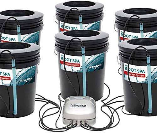 Hydrofarm RS5GALSYS Root Spa Deep Water Culture Bucket System, 5 Gallon, black | 8 in Grow Basket, Air Pump Included, 1/2 in Grommet And Elbow, 1/4 in Black Tubing, Pebble Media Sold Separately