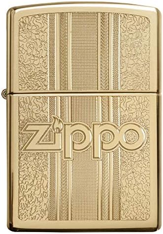 Zippo and Pattern Design High Polish Brass Pocket Lighter, One Size