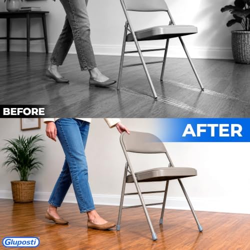 Folding Chair Leg Caps Gray 7/8 Inch (12 Pack) - Heavy Duty Nylon Chair End Caps, Non-Marring Round Hardwood Floor Protectors