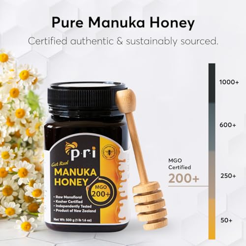 P.R.I Manuka Honey MGO 200+ (500g/1.1lb) | Monofloral Raw New Zealand Honey, Cool‑Processed & 100% Traceable
