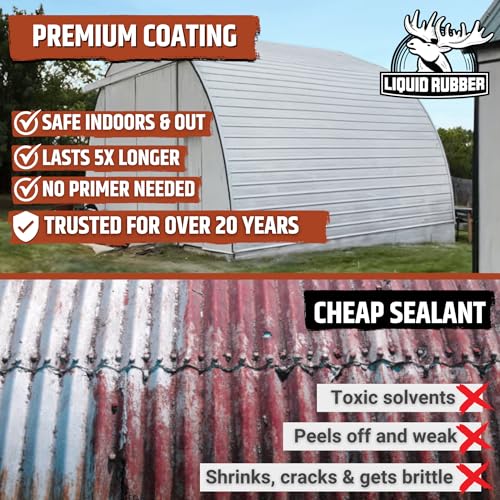 Liquid Rubber Silicone Roof Coating UV-Reflective Coating, White, 4 Gallon | Solar Reflective, One-Coat Sealant for Flat, Low-Slope, Metal, Concrete, EPDM and TPO Roofs. No Primer Needed Except EPDM/TPO