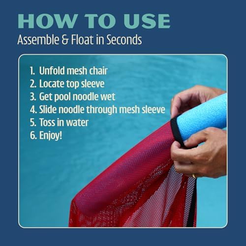 Floating Pool Chair for Adults & Kids – Mesh U-Shaped Noodle Seat for Swimming and Relaxing
