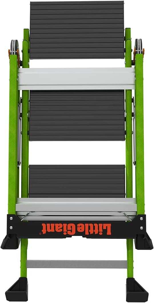 Little Giant Jumbo Step 3-Step Foldable 2.2 ft Aluminum Stool, 11903 | Foldable Aluminum Step Stool, Extra-Wide Stair-Like Treads, Rotating Handrail, Tool Tray, 375 lbs. Weight Capacity