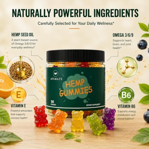 AFXMATE Hemp Gummies Fruit Flavored Gummy (90 Gummies)