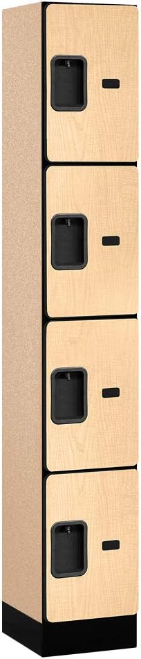Salsbury Industries Four Tier Designer Wood Locker, Mahogany, 6' 3" x 18"