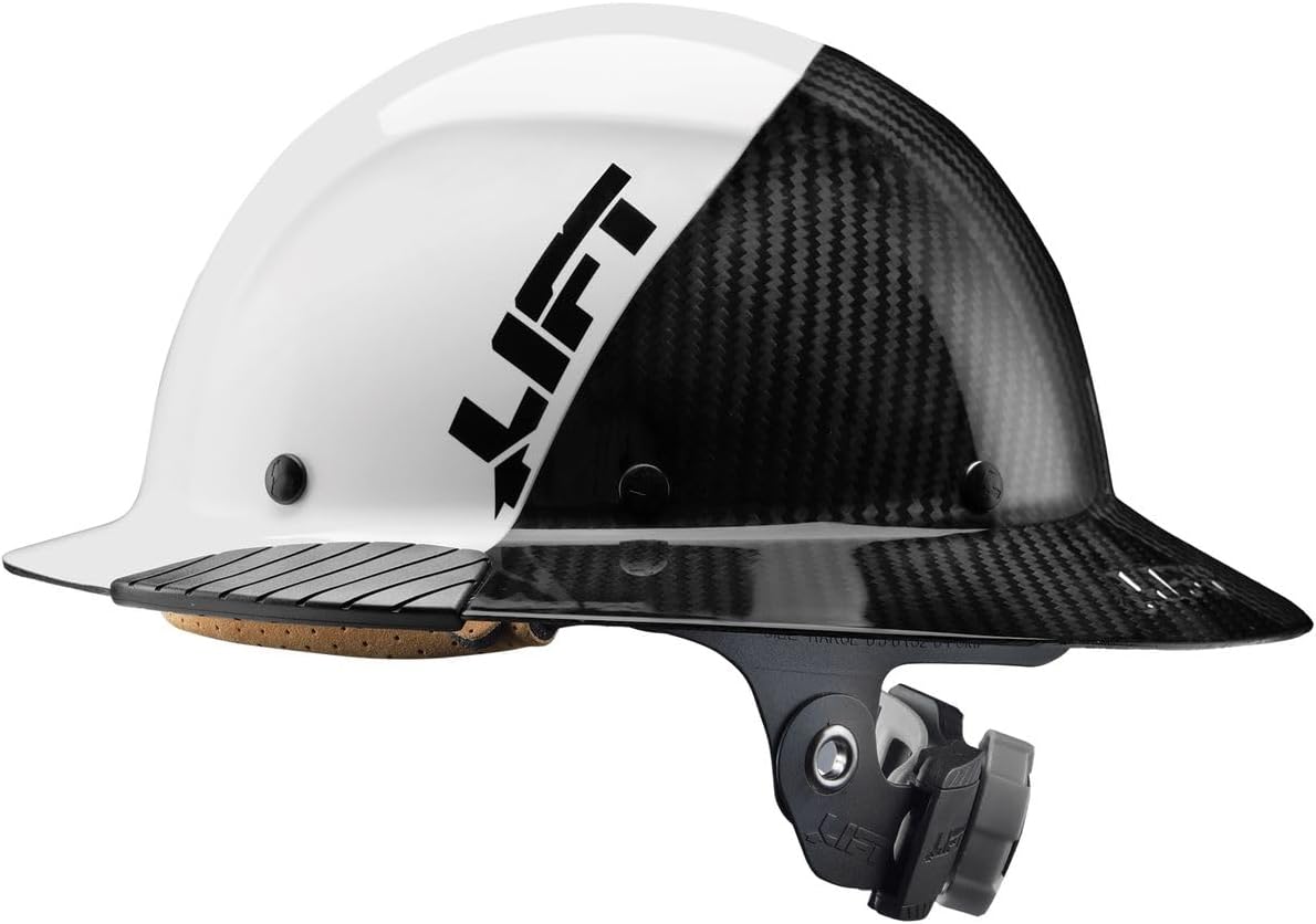 LIFT SAFETY Dax Carbon Fiber Full Brim Hard Hat | Safety/Construction Helmet w/ 6 Point Suspension for Comfort & Impact Protection