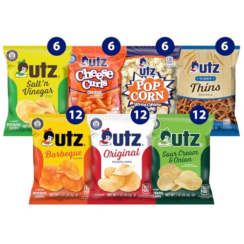Utz Potato Chips, Barbeque – 1 oz. Bags (60 Count) – Crispy Potato Chips Made from Fresh Potatoes, Crunchy Individual Snacks to Go, Cholesterol Free, Trans-Fat Free, Gluten Free Snacks