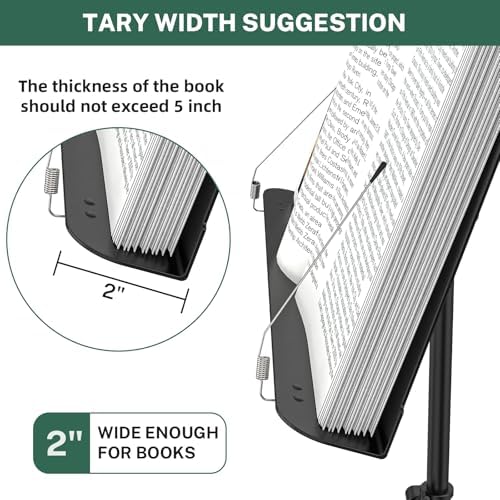 Sheet Music Stand - Full Metal with Carrying Bag, Phone Holder, Sheet Music Folder and Clip, 5 in 1 Desktop Book Stand - Black
