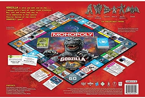 Monopoly: Godzilla | Based on Classic Monster Movie Franchise Godzilla | Collectible Monopoly Game Featuring Familiar Locations and Iconic Kaiju