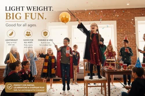 12 Pack Wizard Wands – Plastic Costume Accessories for Magic-Themed Parties, Dress Up, Halloween & Cosplay, Birthday Parties, Party Favors, Goodie Bags, Photo Props